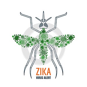 Zika virus concept. Vector illustration of mosquito.