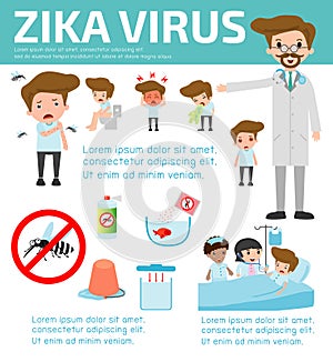 Zika virus infographic, Zika virus and dengue virus