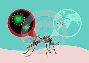 Zika Fever Virus Outbreak and Travel Alert concept. Editable Clip art.