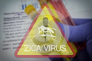 Zika virus warning square sign