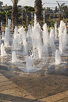 Zikhron Ya'akov, Israel, September 23, 2014 : kids playing in fountain at the playground