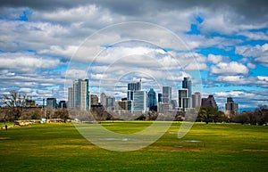 Zilker Park Austin Texas Dramatic Patchy Clouds Early Spring 2016 Skyline View photo