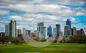 Zilker Park Austin Texas Dramatic Patchy Clouds Early Spring 2016 Skyline View photo