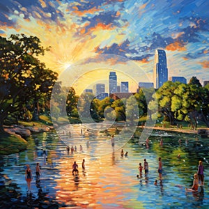 Zilker Park Serenade: Impressionistic Canvas Capturing Austin\'s Natural Harmony photo