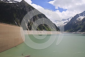 ZillergrÃ¼ndl Dam in the Schlegeis Reservoir, Aust