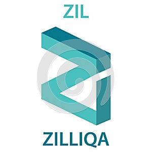 Zilliqa Coin cryptocurrency blockchain icon. Virtual electronic, internet money or cryptocoin symbol, logo photo