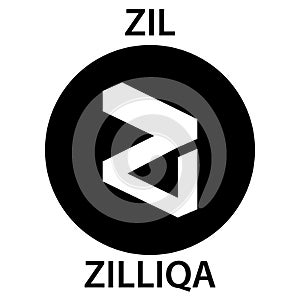Zilliqa Coin cryptocurrency blockchain icon. Virtual electronic, internet money or cryptocoin symbol, logo photo