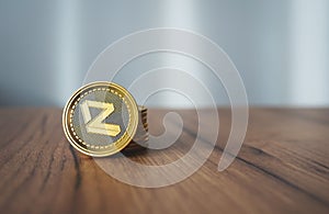 Zilliqa cryptocurrency coin with copy space photo