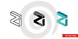 Zilliqa cryptocurency icon of 3 types color, black and white, outline. Isolated vector sign symbol. photo