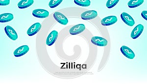 Zilliqa ZIL coin falling from the sky. ZIL cryptocurrency concept banner background