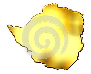 Zimbabwe 3d Golden Map