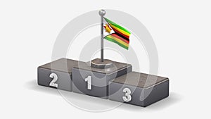 Zimbabwe 3D waving flag illustration on winner podium.