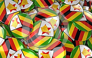 Zimbabwe Badges Background - Pile of zimbabwean Flag Buttons.