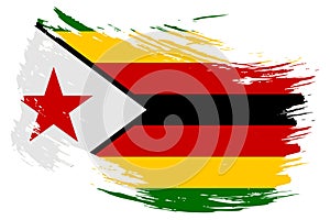 Zimbabwe brush stroke flag vector background. Hand drawn grunge style Zimbabwean isolated banner