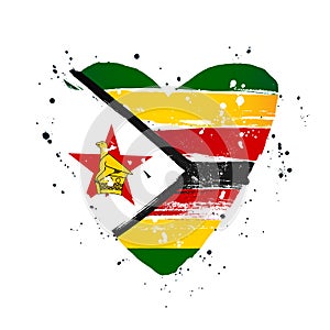 Zimbabwe flag in the form of a big heart