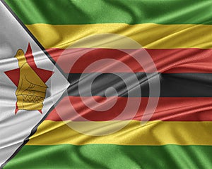 Zimbabwe flag with a glossy silk texture.
