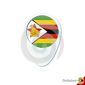 Zimbabwe flag location map pin icon on white background