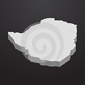 Zimbabwe map in gray on a black background 3d