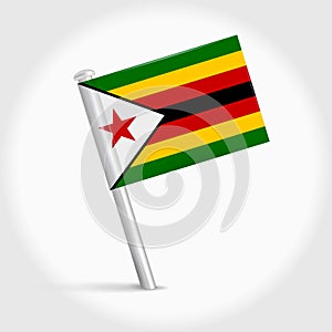 Zimbabwe map pin flag. 3D realistic vector illustration