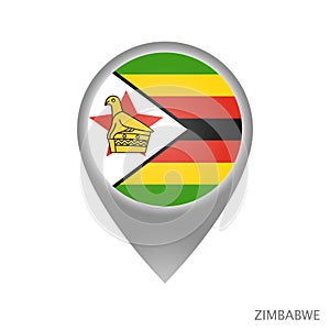 Zimbabwe map pointer with flag of Zimbabwe