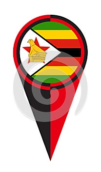 Zimbabwe Map Pointer Location Flag