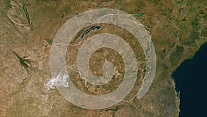 Zimbabwe outlined. Low-res satellite