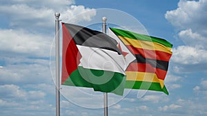 Zimbabwe and Palestine two flags
