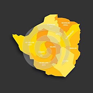 Zimbabwe political map of administrative divisions