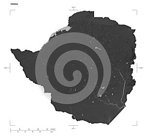 Zimbabwe shape on white. Grayscale