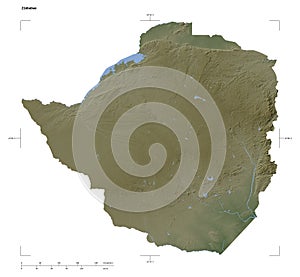 Zimbabwe shape on white. Pale