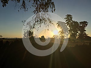 Zimbabwean farm at sunset