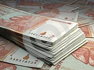 Zimbabwean money. Zimbabwean dollar banknotes. 20 trillions ZWL dollars bills