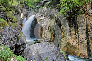 Zimitz waterfall , located close to Grundlsee lake, Liezen, Salzkammergut, Styria, Austria