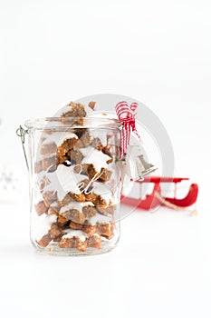 Zimtsterne, German Christmas Cookies in Decoated Glass Jar