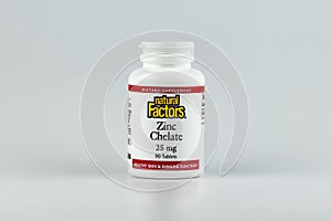 zinc chelate editorial. dietary supplement in the jar