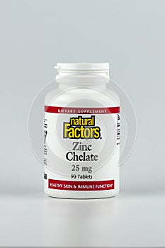zinc chelate editorial. dietary supplement in the jar