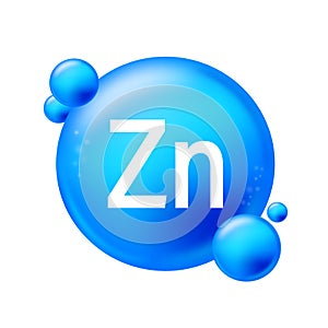 Zinc icon structure chemical element round shape circle light blue. Chemical element of periodic table
