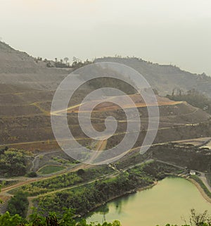 Zinc mine. Background of mining industrial landscape.