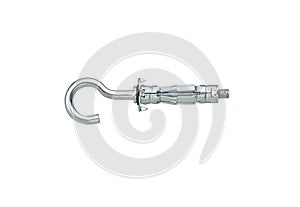 Zinc plated molly anchor with hook bolt, isolated, photo stacking