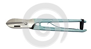 Zinc scissors on white background