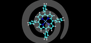 Zinc tetraphenylporphyrin ZNTPP molecule isolated on black