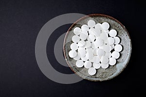 Zinc Zn tablets. Concept for a healthy dietary supplementation. Immune System Support.