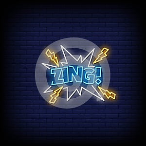 Zing Neon Signs Style Text Vector