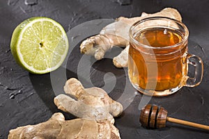 Zingiber officinale - Ginger root tea with lime and honey