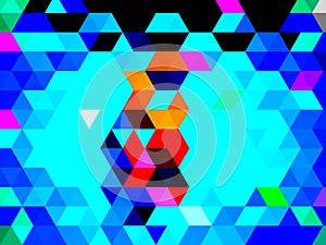 A zingy multi-colored geometric pattern of triangles,  squares and rectangles