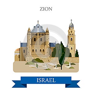 Zion in Israel vector flat attraction landmarks