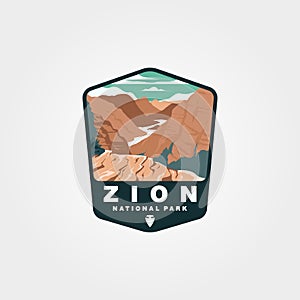 Zion national park emblem design, vintage united states national park collection illustration design
