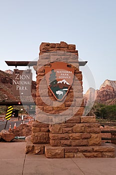 Zion National Park Entrance sign at Springdale Utah