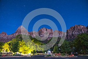 Zion national park at night with star,utah,usa.