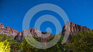 Zion national park at night with star,utah,usa.